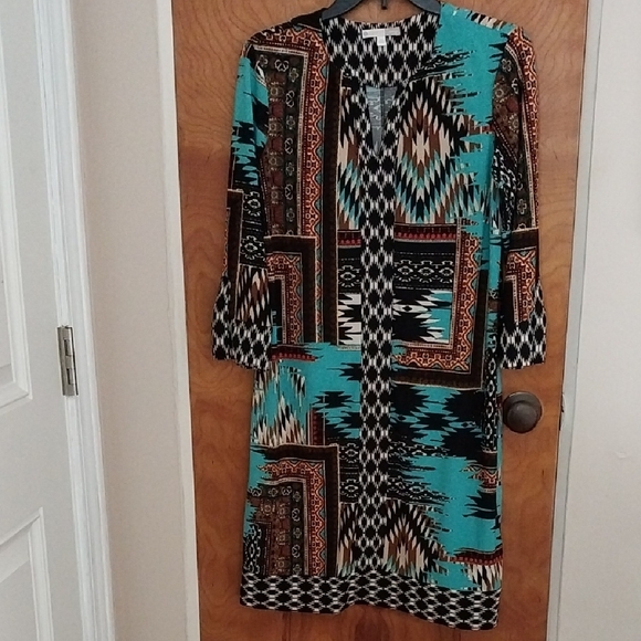 Signature Camryn Black and Teal Long Sleeve Dress - Picture 1 of 7